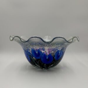 Verre de Soie Fluted Bowl with Blue Bleeding Hearts, 2024: Tim Lotton