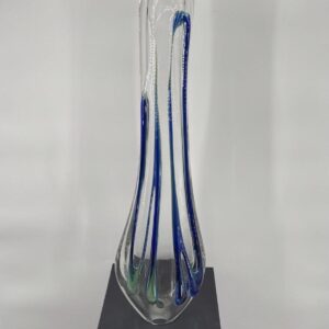 Blue Aurene Ribbed Sculpture: Tim Lotton